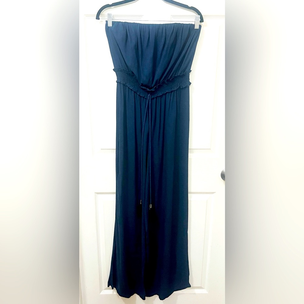 Fashion Nova Elegant Navy Bleu Strapless Jumpsuit Size Medium